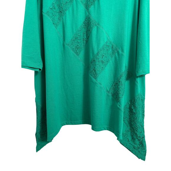 Roaman’s NWOT Boho Crochet Patchwork Retro Asymmetric Casual Travel Tunic Top 2X - Picture 4 of 12